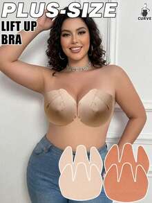 2/4pcs Plus Size Invisible Lift Adhesive Breast Petals, Instant Bust Enhancement Bra Tape Suitable For Backless Evening Gowns And Wedding Dresses, Strong Sweat-Proof Invisible Nipple Covers For Busty Women, Comfortable Strapless Adhesive Bra Suitable For Parties And Nights Out - Multicolor - View 2