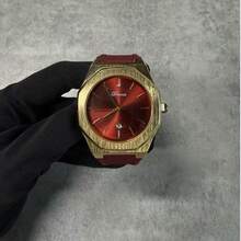 经典休闲石英男士八角形石英表 - 紅色 - 查看 5