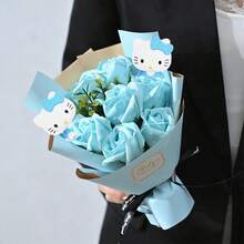SANRIO 人造玫瑰花束，Hello Kitty仿真玫瑰花束桌面摆件，Hello Kitty母亲节礼物，浪漫惊喜小礼物，适合户外花园、家居装饰、妇女节、情人节、圣诞节、母亲节、毕业季等场合。 - 彩色 - 查看 10