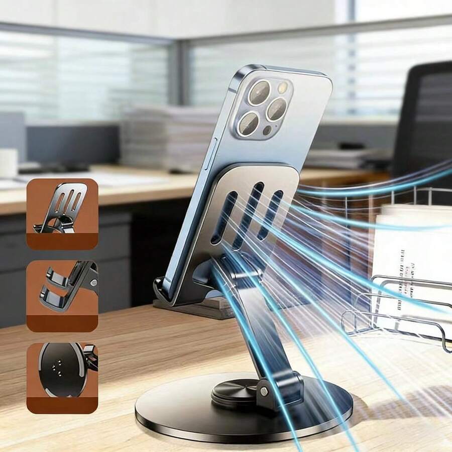 Giá đỡ điện thoại bằng kim loại có thể xoay 360°, điều chỉnh được, dùng cho livestream, có thể gập lại và dễ dàng cất giữ trên bàn. - 1 mặt hàng - Xem 1