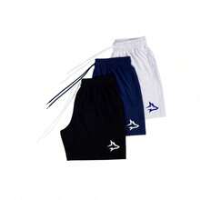 Kit Of 3 Men's Shorts With Geometric Print, Alpha Wolf, Alpha Co Premium Tactel Fabric - Black/Blue/White - View 15