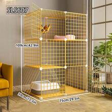Lồng mèo sắt 2 tầng có khay vệ sinh, nhà cho mèo trong nhà với không gian rộng rãi, chuồng mèo nhỏ màu vàng. - Nhiều màu - Xem 5