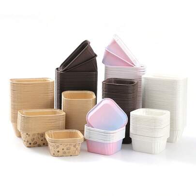 LIFETALK 50pcs Square Baking Cups, Disposable Non-Stick Cupcake Liners, Baking Molds For Home Oven