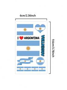 5Pcs Flag Tattoo Temporary Tattoo Argentina Football Waterproof Sweatproof Disposable For Women And Mem Face Arm Waist Chest Leg Abdomen Neck Hand Finger Back For Dancing Party Stage Performance Modernist Body Art - Multicolor - View 5