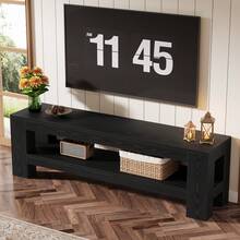Tribesigns 59" Long TV Stand For 55/60/65/75-Inch TVs, Rustic Media TV Console With Storage Shelve, Entertainment Center Television Stand For Living Room, Bedroom (Black) - màu đen - Xem 6