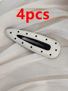 2-4个时尚简约优雅百搭黑白波点皮革发夹，适用于女士前刘海、BB夹、侧夹等发饰，适合日常佩戴和送礼，也适合夏季、假日和旅行。 - 彩色 - 查看 10