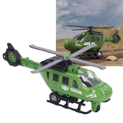 Modelo de helicóptero de metal fundido a presión, modelo de avión de inercia de aleación fundida a presión simulado, juguete para niños y niñas de 8.9 pulgadas.
