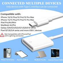 兼容 的 SD 卡读卡器 USB-C，数码相机适配器，兼容 Apple 17，追踪相机 SD 卡读卡器 USB-C 存储卡读卡器，兼容 17/16/15/Galaxy/Android - 查看 6