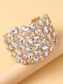 SGIAWETA-Stonefans Exaggerated Hand Bangle Drop Design Women Fashion Show Bracelet Bangle Wedding Jewelry-Birthdaygift - 銀級 2 - 查看 1