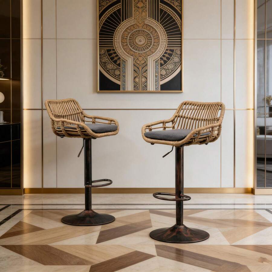 Barstools - Gray + Linen + Foam - View 1