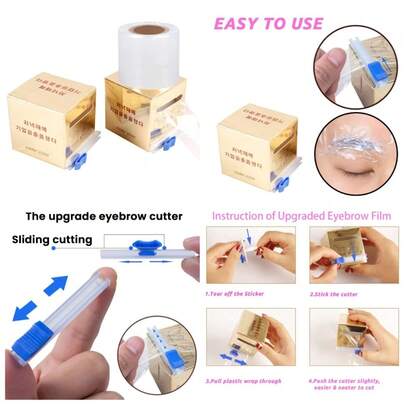 Disposable Transparent Tattoo Plastic Wrap Film Roll For Microblading Lip Blush Eyebrow Lamination Lash Lift Permanent Makeup Cover Tape 2 Pack