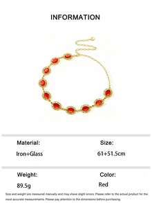 1 pieza Diseño creativo y de moda Cadena corporal de nicho para mujer, Cinturón de cintura con diseño hueco vintage, Adecuado para todo tipo de ocasiones como playa, fiesta de boda, uso diario, regalo para amigos - Rojo - Ver 6
