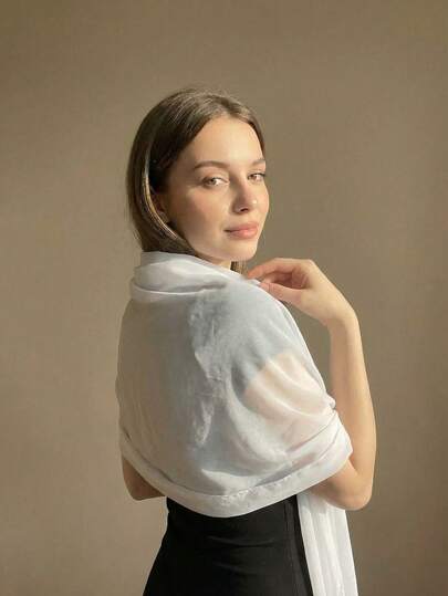 1 pieza Pañuelo de gasa de unicolor clásico para mujer, pañuelo de seda versátil para primavera