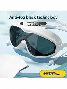 1pc Waterproof Anti-Fog High Definition Swimming Goggles Unisex, Beach Essential, Swimming Pool Float Accessory - Multicolor - View 3