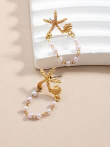 1 Pair Fashionable Starfish & Faux Pearl Earrings, Suitable For Summer Beach, Party, And Formal Occasions - Multicolor - View 5