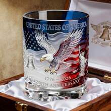 Commemorative Whiskey Glass Cup For The 250th Anniversary Of American Independence, Patriotic Printed 2D Design Tumbler Gift For July 4th - [Multi Color] - View 1