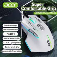 Acer OMW950 有线静音游戏鼠标，适用于 FPS 游戏，白色电竞背光版（7 个宏按键 + RGB 灯光），标准配置 - 查看 11