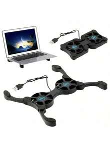 2-In-1 Portable USB Mini Laptop Cooling Stand, Foldable Laptop Cooling Pad With Fan Design, Matte Surface, Suitable For 7-15 Inch Laptops, USB Type-C Powered, Plastic Material - View 3