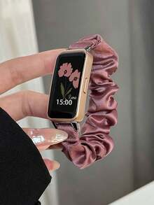 1pc Women's Scrunchie Bracelet, Compatible With Huawei Band 10/9/8/7/6, NFC6Pro, Galaxy Fit 3 - Smoke Purple - View 17