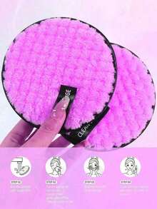5 Makeup Remover Puffs, Soft And Skin-Friendly Cleansing Wipes, Cleaning Tools, Convenient For Travel - Multicolor - View 5