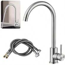 360° Modern Kitchen Sink Mixer Taps Swivel Spout Single Lever Tap Mono Faucet - Silver - View 7