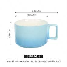 Colorful Gradient Stacked Ceramic Mug, Cute Tea, Coffee, Milk Cup - Multicolor - View 15