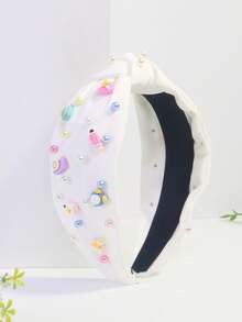 1pc Women's School Elements Solid Color Cute Polyester Knotted Headband Travel Accessories Hair Band Diadema Hair Hoop,Festival,Birthday - Multicolor - View 7