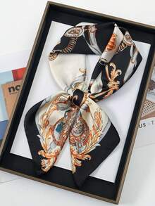 1 chiếc khăn vuông 70*70 cm, khăn trùm đầu bằng satin in họa tiết dành cho nữ, khăn choàng cổ, băng đô thời trang, khăn quàng tóc, khăn choàng vai, khăn trùm đầu, váy. - Dây chuyền đen trắng - Xem 1