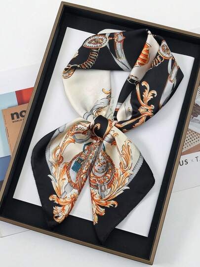 1 Piece 70*70 Cm Square Scarf Women's Satin Printed Headscarf Bag Scarf Headband Fashion Women's Hair Scarf Shawl Scarf Women's Neck Scarf Headscarf Dress