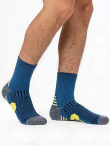 1双男士压缩运动袜，加厚毛巾底，透气吸汗，跑步训练袜，黑色，尺码39-44 - 彩色 - 查看 9