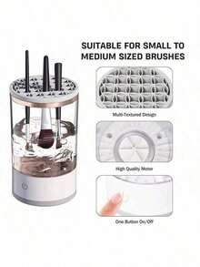 Three In One Electric Makeup Brush Cleaner (Cleaning+Drying+Storage), Including Silicone Pad, New USB Automatic Rotation, Suitable For All Sizes Of Makeup Brushes, Thorough Cleaning, Personal Care, Personal Cleaning Tool, Makeup Brush Cleaning And Drying Tool, Is The Perfect Gift For Mother's Day And Easter. - White - 查看 4