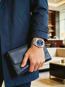 Guess 这款男士石英表采用不锈钢材质，经典的银色不锈钢表壳搭配深蓝色表盘和指针式设计。表盘为圆形，而表壳则采用枕形设计，使其成为送给他的理想礼物。 - 藍色 - 查看 5