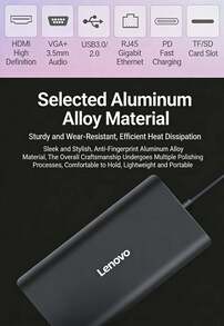 Lenovo C611 Dock Type-C To HDMI, Ethernet, VGA Converter, Laptop Dock, USB Splitter - View 2
