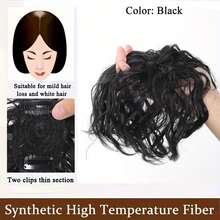 Heat-Resistant Synthetic Fiber Curly Hair Replacement Piece, Clip-In Curly Hair Replacement Piece For Top Of Head - Multicolor - View 12