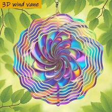 1个3D彩色漩涡图案装饰品，形似盛开的花瓣。尺寸为10英寸*10英寸，带旋转挂钩，可360° DIY创意风车，适用于室内/室外悬挂装饰（不含吊坠），款式随机。 - 彩色 - 查看 2