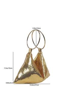 优雅亮片手提包，新款夏季女士时尚简约独特设计腕包 - 金色 - 查看 11
