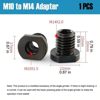 Bộ chuyển đổi ren máy mài góc (1 chiếc) – Chuyển đổi ren trong M10/M14/16 sang ren ngoài