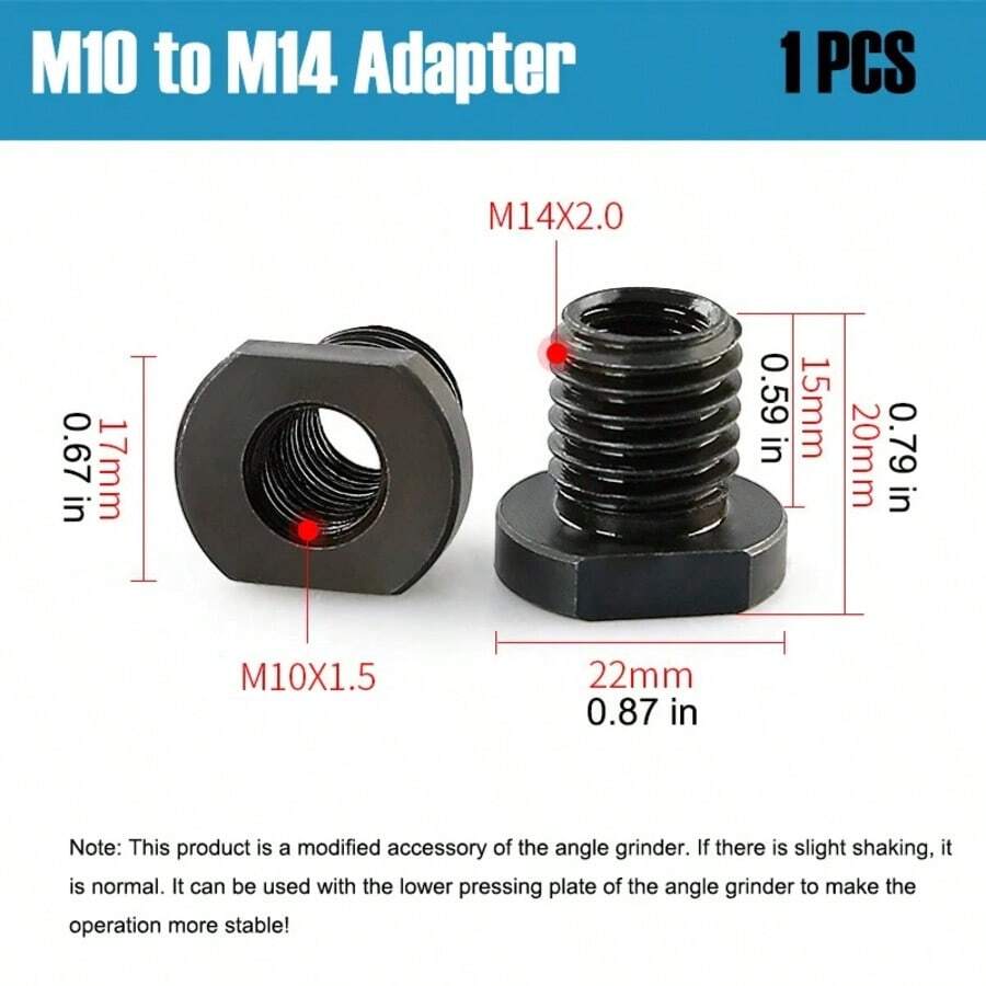 Bộ chuyển đổi ren máy mài góc (1 chiếc) – Chuyển đổi ren trong M10/M14/16 sang ren ngoài - M10 đến M16-1 PCS - Xem 1
