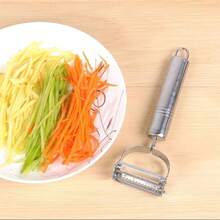 3件套或2件套二合一不锈钢水果削皮器、切丝器、切片器厨房配件烹饪工具 - 銀色 - 查看 8