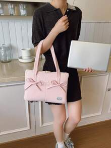 14 Inch Bowknot Handbag, Lightweight Versatile Commuter Tote Bag For Women - Multicolor - View 3