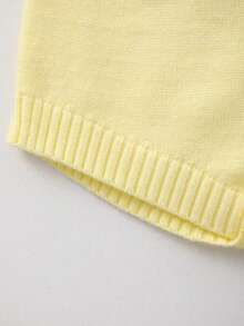 Baby Girls Cute Sheep Embroidered Knit Bodysuit, Christening Gift - Yellow - View 5