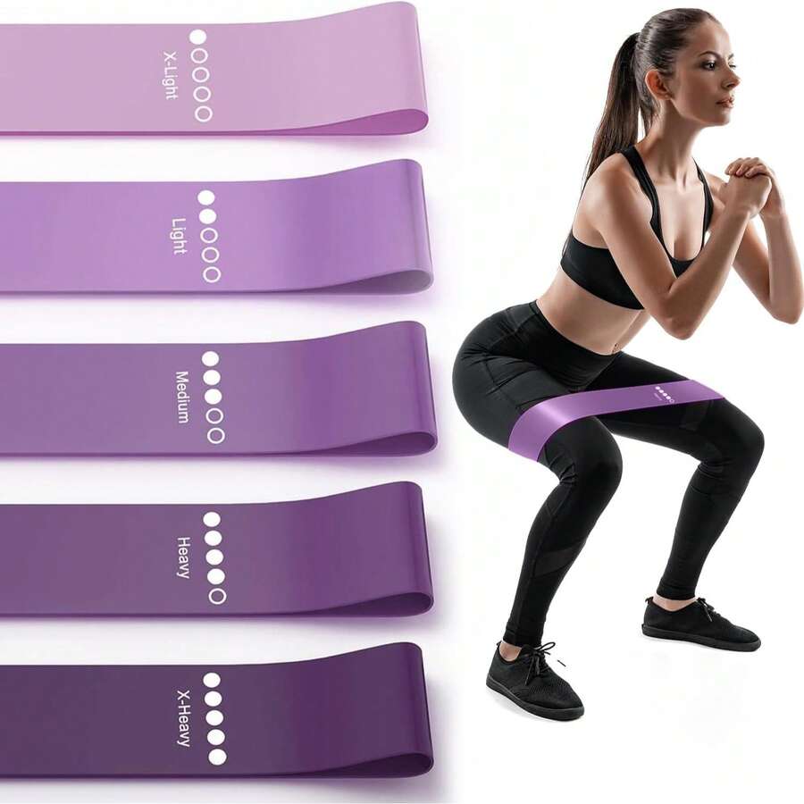 5pcs Resistance Bands Set, Suitable For Strength Training, Stretching, Fitness, Made Of Durable TPE Material, Suitable For Women And Men For Home Workout, Pilates, Yoga, Leg, Butt And Arm Exercises - Multicolor - View 1