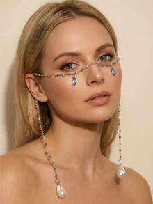 1 chiếc vòng cổ mặt dây chuyền hình trái tim sang trọng, tinh tế, thiết kế độc đáo, đa năng, đính pha lê xanh hình giọt nước và ngọc trai kiểu Baroque, quà tặng trang sức cho phụ nữ dùng hàng ngày, ngày lễ, tiệc tùng. - Nhiều màu - Xem 1