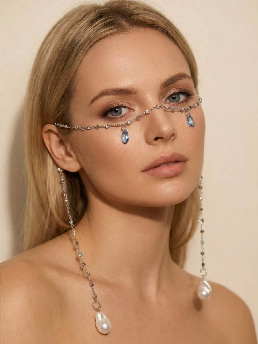 1 chiếc vòng cổ mặt dây chuyền hình trái tim sang trọng, tinh tế, thiết kế độc đáo, đa năng, đính pha lê xanh hình giọt nước và ngọc trai kiểu Baroque, quà tặng trang sức cho phụ nữ dùng hàng ngày, ngày lễ, tiệc tùng. - Nhiều màu - Xem 1