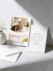 1/5/10 tấm thiệp cảm ơn đám cưới tùy chỉnh có ảnh, thiệp cảm ơn gấp cá nhân hóa, thiệp cảm ơn đám cưới hiện đại. - A - Xem 5