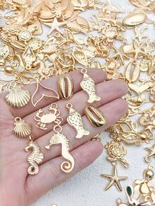 50 chiếc/gói Mặt dây chuyền hình sao biển KC Gold ngẫu nhiên, thích hợp để làm trang sức mùa hè như vòng cổ, bông tai, vòng tay, đồ thủ công DIY. - Vàng - Xem 7