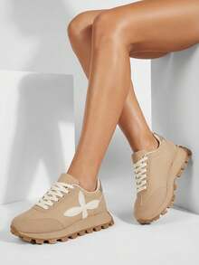 Hestia Women's Sports Sneakers With Thick Sole - Khaki - View 6