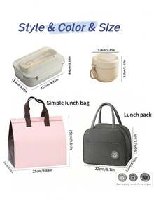 半个日式分格便当盒，上班族备餐盒，可微波炉加热，含午餐袋，开学必备 - 彩色 - 查看 9