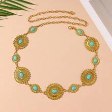 New Vintage Metal Waist Chain Turquoise Belly Chain, Suitable For Women's Daily Wear And Vacation - Multicolor - View 3