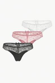 Bisouelle 3packs Floral Lace G-String Set Sexy Lingerie - Multicolor - View 2